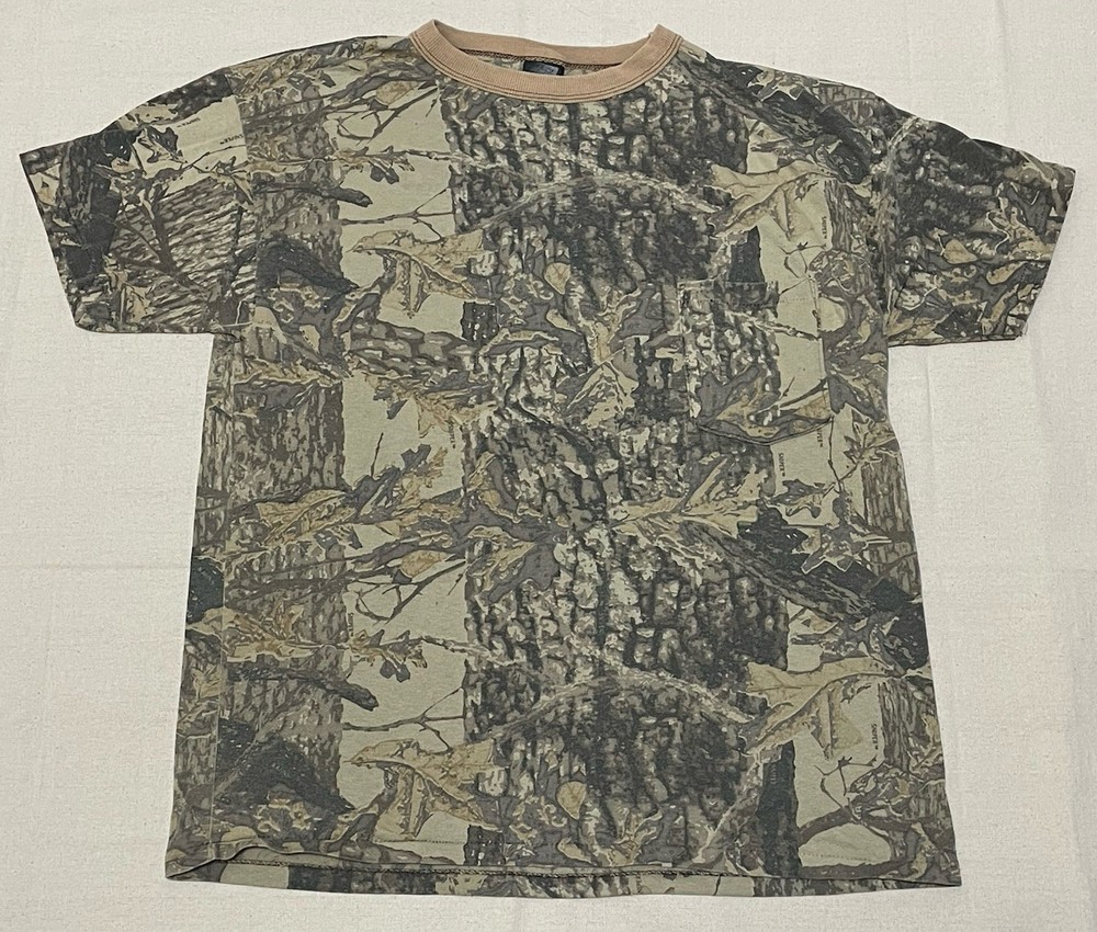 Vintage ACE SPORTSWEAR Shirt Mens L Sniper Camo Pocket Tee Hunting USA 90s