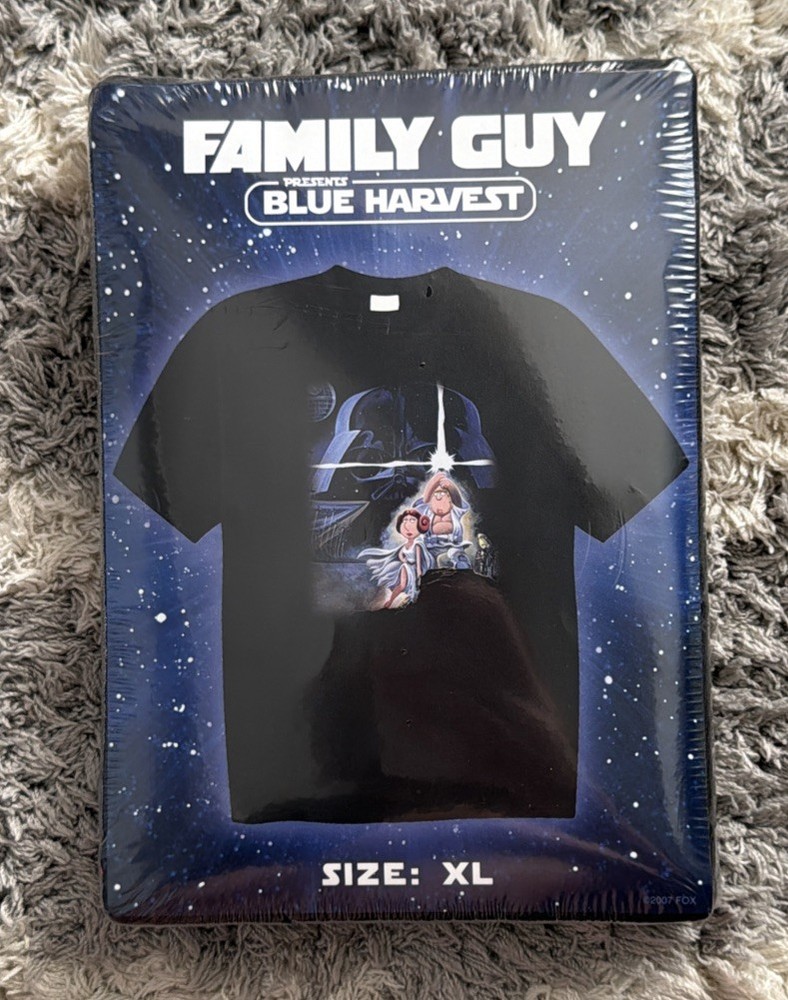 Family Guy Star Wars T-Shirt Blue Harvest TV Show Graphic Compressed Sealed XL