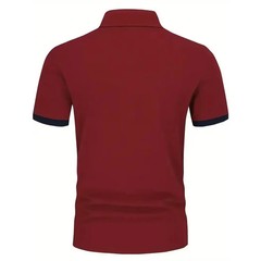 100% Polyester Men Clothes New Summer Pure Color Short Sleeve Business Casual Go
