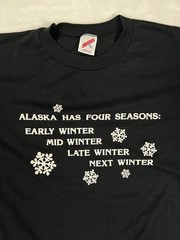 Vintage Alaska Four Seasons T-Shirt Mens XL Single Stitch Black Winter Humor