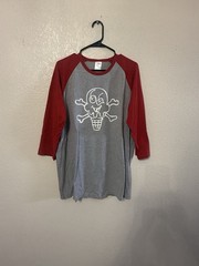 Icecream Men’s Gray Red Raglan 3/4 Sleeve Crew Neck Graphic Logo Tee L