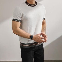 Mens Knitted Top Casual Business Shirt Business Casual Machine Friendly Care