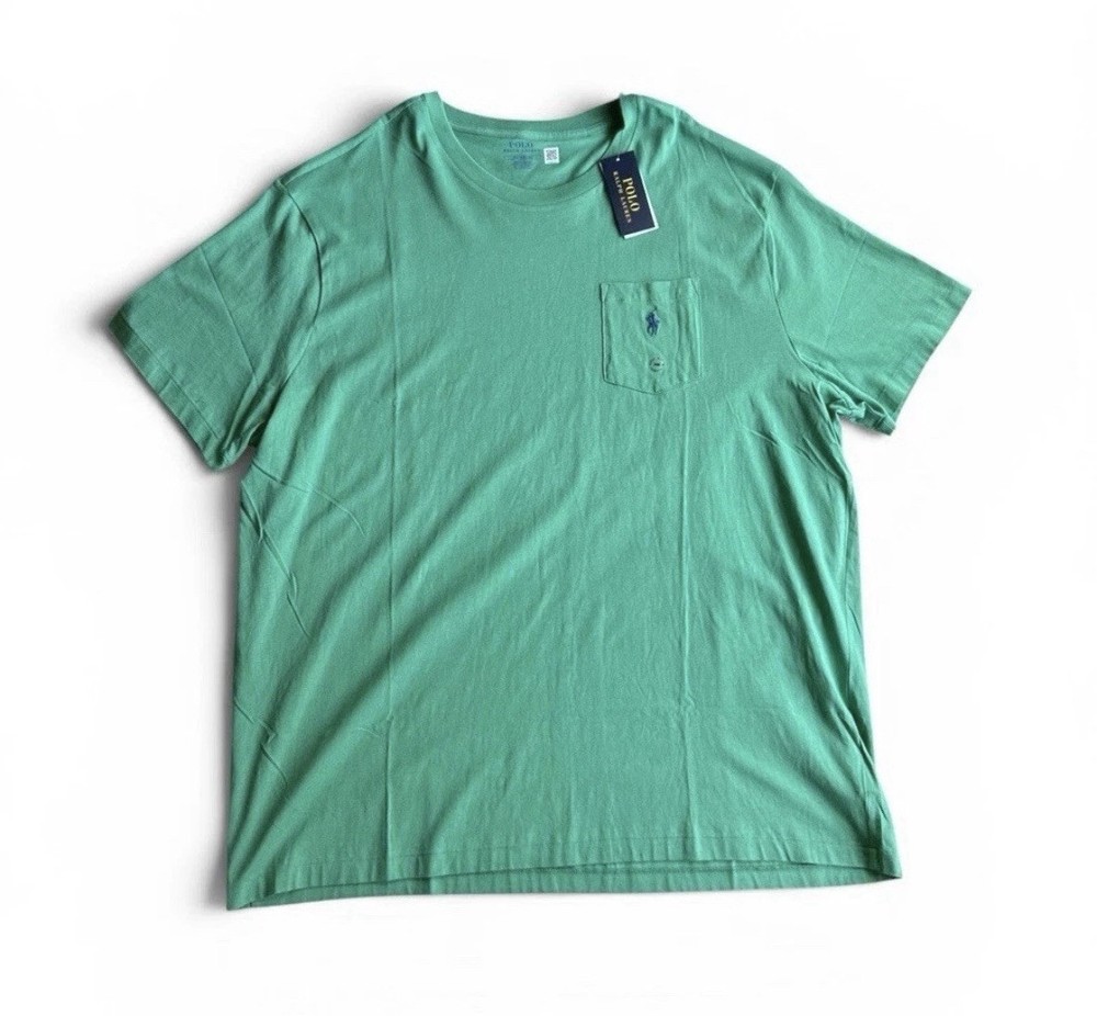 Polo Ralph Lauren Big & Tall Green Crew-Neck Pocket Shirt Men’s Size 5XB