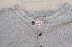 Levis Mens XL Gray Ribbed Henley Shirt Short Sleeve Authentic Jeanswear Cotton