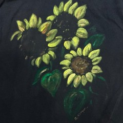 Vintage Sun Flower T Shirt Mens XL Black USA Painted Faded Single Stitch 90s Tee