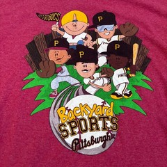 M&O Backyard Baseball Sports Pittsburgh Pirates T Shirt XL Graphic Sugardale Red