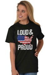 Loud And Proud America USA Made In The USA Adult Short Sleeve Crewneck Tee