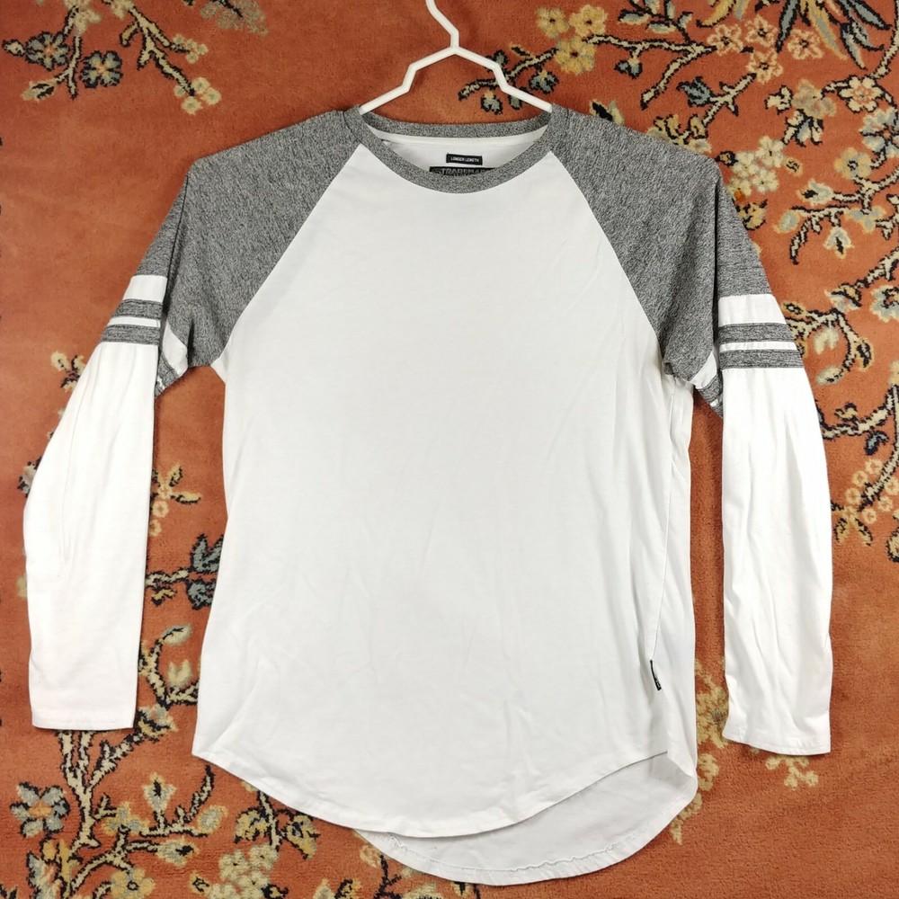 Brooklyn Cloth Shirt Men’s Large White Gray Long Sleeve T-Shirt Crew Neck Good