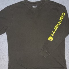Carhartt Long Sleeve Logo T shirt Men’s Large Loose Fit K231 Dark Olive Green