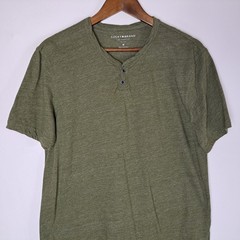 Lucky Brand Henley T-Shirt Mens Medium Green Short Sleeve