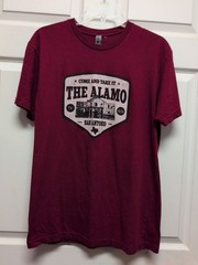 Alamo Mens Red T Shirt Size M San Antonio. Texas. Short Sleeves
