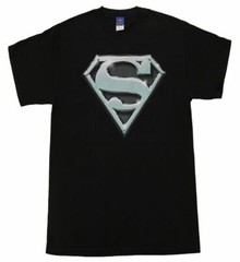 Adult Unisex DC Comics Metallic Superhero Chrome Logo T-shirt