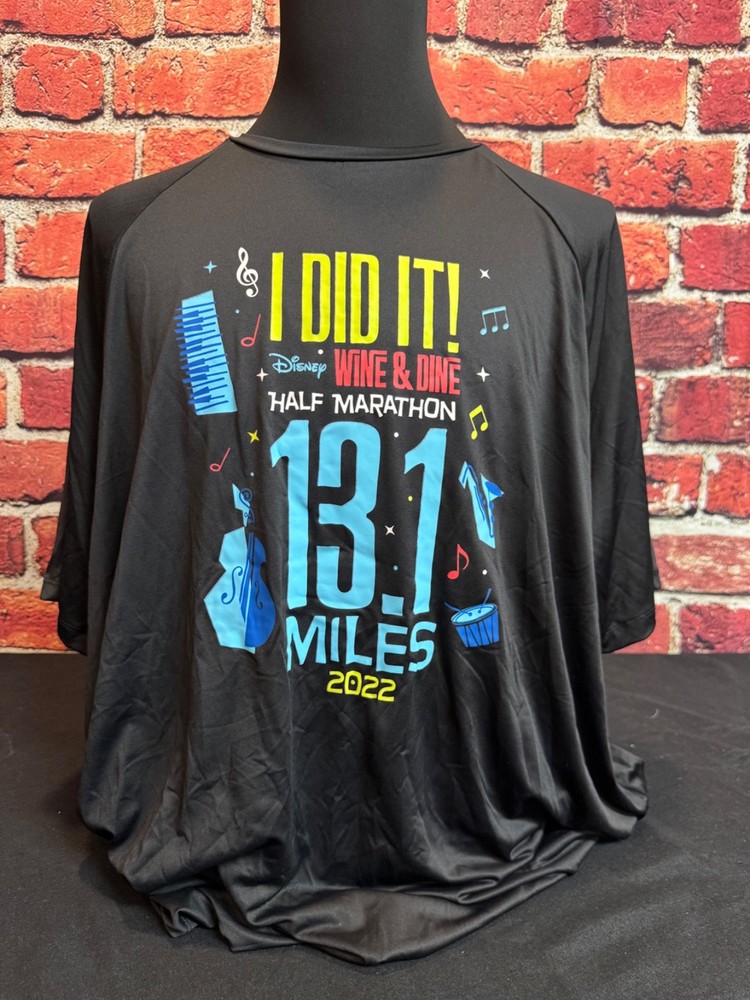 RunDisney 2022 13.1 Miles Black Shirt “I DID IT” Wine Dine Half Marathon 3XL NWT