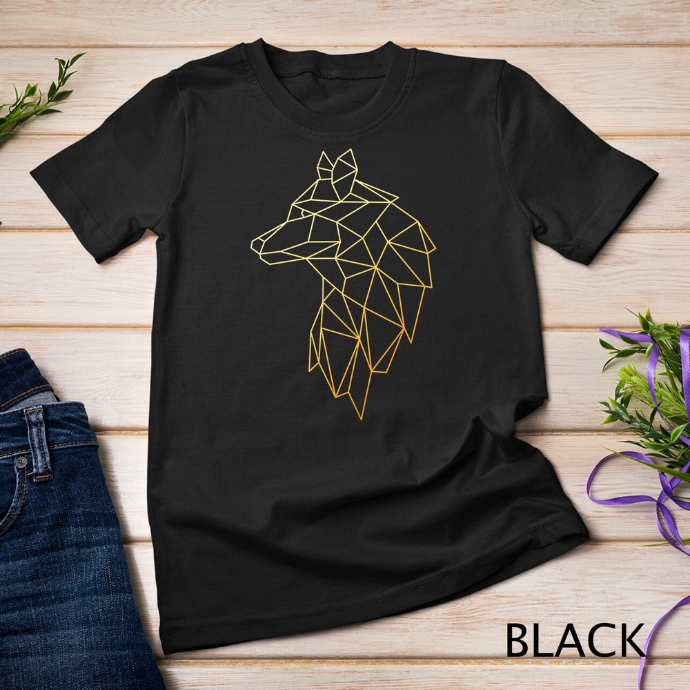 Wolf Shirt Geometric abstract Gold wolf polygonal T-Shirt Unisex T-shirt
