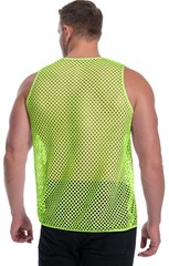 Mesh Fishnet Tank Tops See Through Sleeveless Muscle Rave Shirts for Men(Fluo…