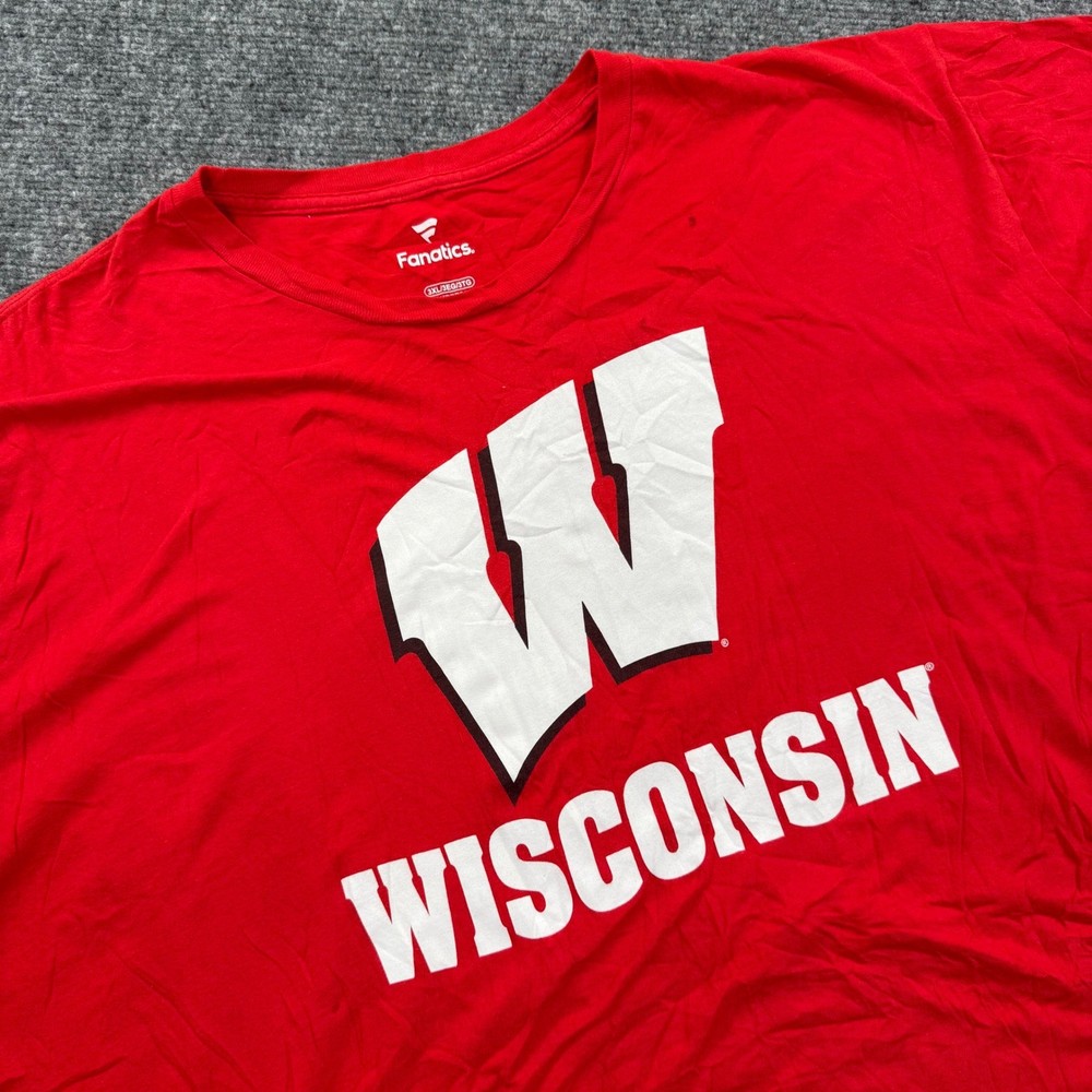 Fanatics Wisconsin Badgers T-Shirt 3XL Red Graphic Short Sleeve Mens