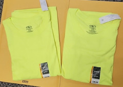 Athletic Works Men’s Acid Yellow Color Cotton Tee Large size, pack of 2