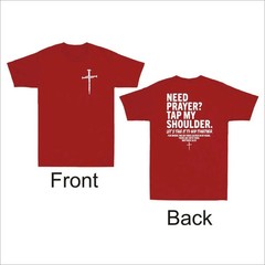 2 Sided Christian Jesus Need Prayer Tap My Shoulder Print T-Shirt S23