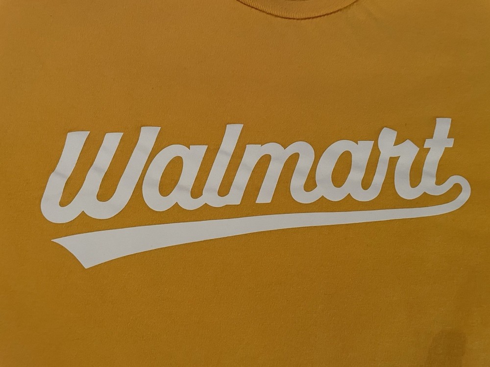 Walmart Logo T-Shirt Size 2XL Yellow with Baseball font Walmart Logo