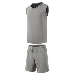 2-Piece Men’s Set Round Neck Short Sleeved Set Solid Color Mesh Summer Quick Dry