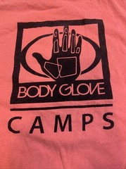 VINTAGE Beach Sports Body Glove Camp Staff Shirt Pink Surfing 90s 00s Double