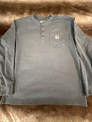 Carhartt Relaxed Fit Heavyweight Thermal Henley Shirt Men Large Gray Pocket