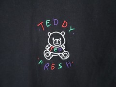 Teddy Fresh T-Shirt Men’s Small Black Embroidered Bear Logo Streetwear Crewneck