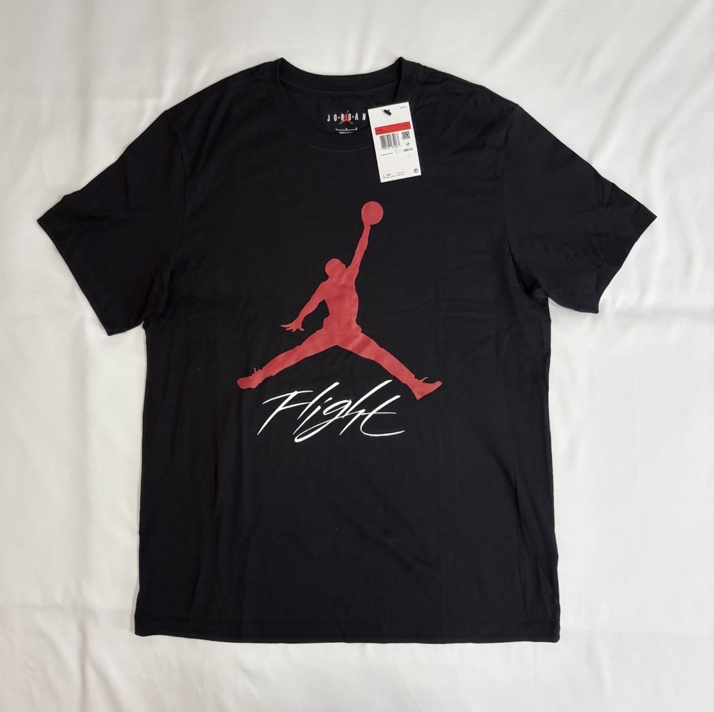 Nike Air Jordan Men’s Black T-Shirt Sz Large Red Jumpman Logo NEW AO0664-010