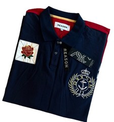 Men’s Reason Brand T-Shirt Polo Size XXL Navy Multi Color Cotton New MSRP:$50/-