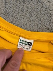PUMA T Shirt Womens Small Yellow Shoulder Stitch Short Sleeve Athletic Top