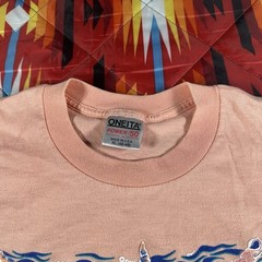 Vintage 90’s Oneita Nature Shells Ocean T-Shirt XL Single Stitch USA Made Pink