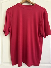 Tulliano Men’s Large Red Ribbed Mock Neck Short Sleeve Stretch T-Shirt