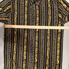 Stretch Drill Clothing Animal Print Mens Dress Shirt Black Yellow Grey Size M
