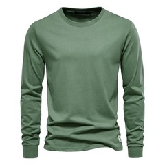 Solid Color Cotton T Shirt Men Casual O-neck Long Sleeved Mens Tshirts
