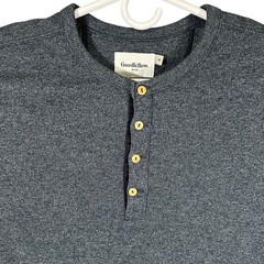 Goodfellow & Co Mens Dark Gray Waffle Knit Henley Long Sleeve Shirt Medium