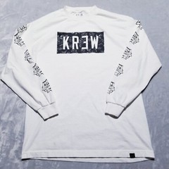 KREW KR3W T-Shirt Mens Large L White Long Sleeves Tee Rose Sleeves Skateboarding
