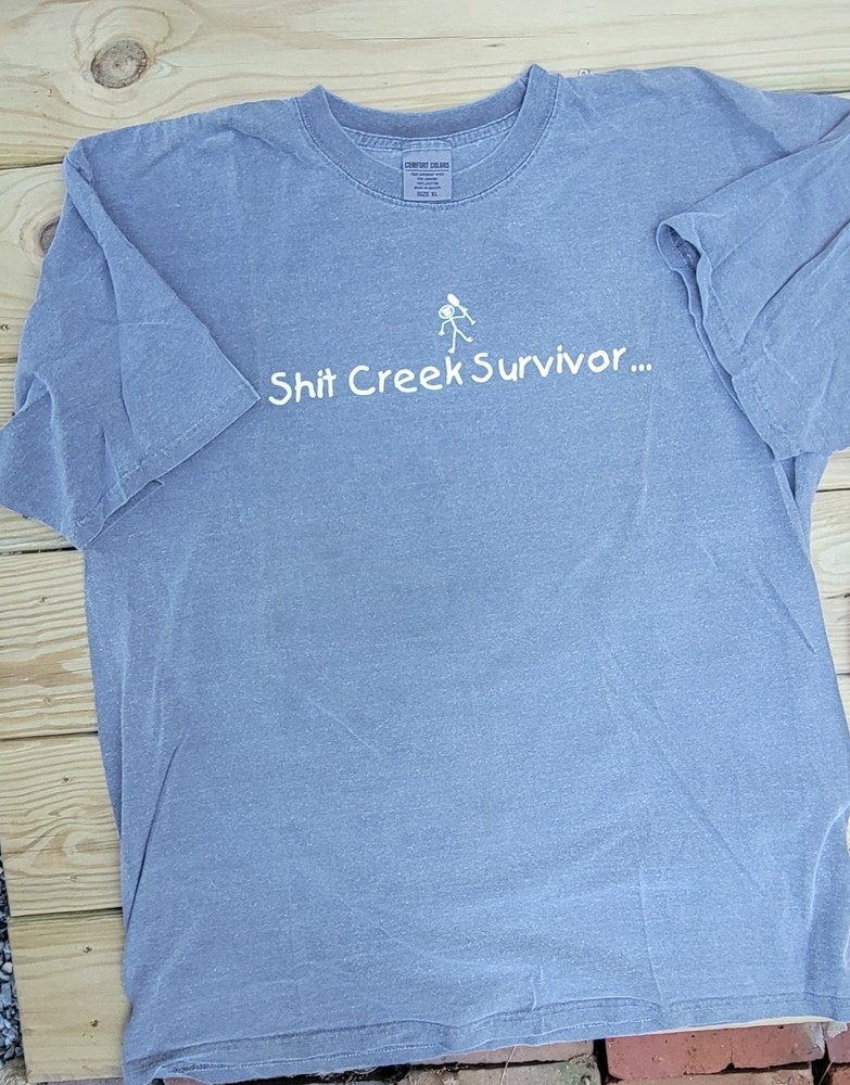 Sh!t Creek Survivor T-shirt Charcoal Grey XL 100% Heavy Cotton