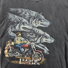 Vintage Leader Of The Pack Shirt Mens Medium Wolf Biker Motorcycle Riding READ
