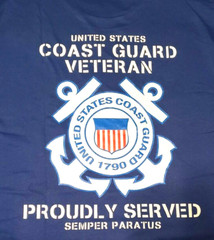 US Coast Guard Proud Veteran Medium T Shirt USCG Semper Paratus Free Ship Anchor