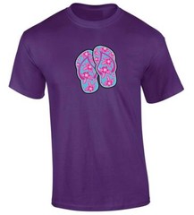 Pink Flower Flip Flops Summer Beach Lake T-shirt