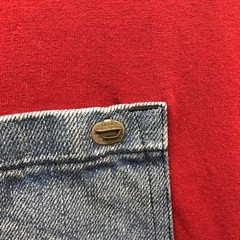 Diesel Men’s Pocket Tee Denim Pocket Short Sleeve Red Cotton Shirt Size Small S
