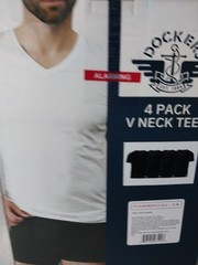 DOCKERS 4 Pack V-Neck Tees Black Size Small 34-36 NEW 100% Cotton