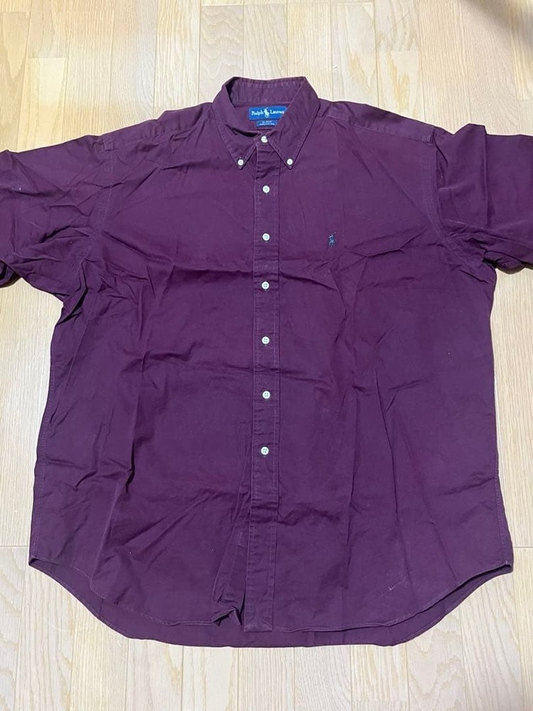 Ralph Lauren BLAKE Shirt XL Wine Red Cotton Used For 14Y+ Japan
