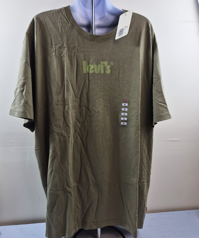 Levis Relaxed Fit Graphic T Shirt Men’s XL Olive Green NWT Crew Neck