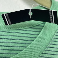 Roundtree & Yorke Men’s Shirt L Green Stripe Short-Sleeve Crew Soft-Washed NEW