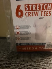 Wrangler 6 Stretch Crew Tees, Medium Size, Cotton Stretch, New