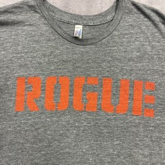 Rogue Rich Froning USA Made T-Shirt Mens Large Gray Graphic Gym Workout Tee