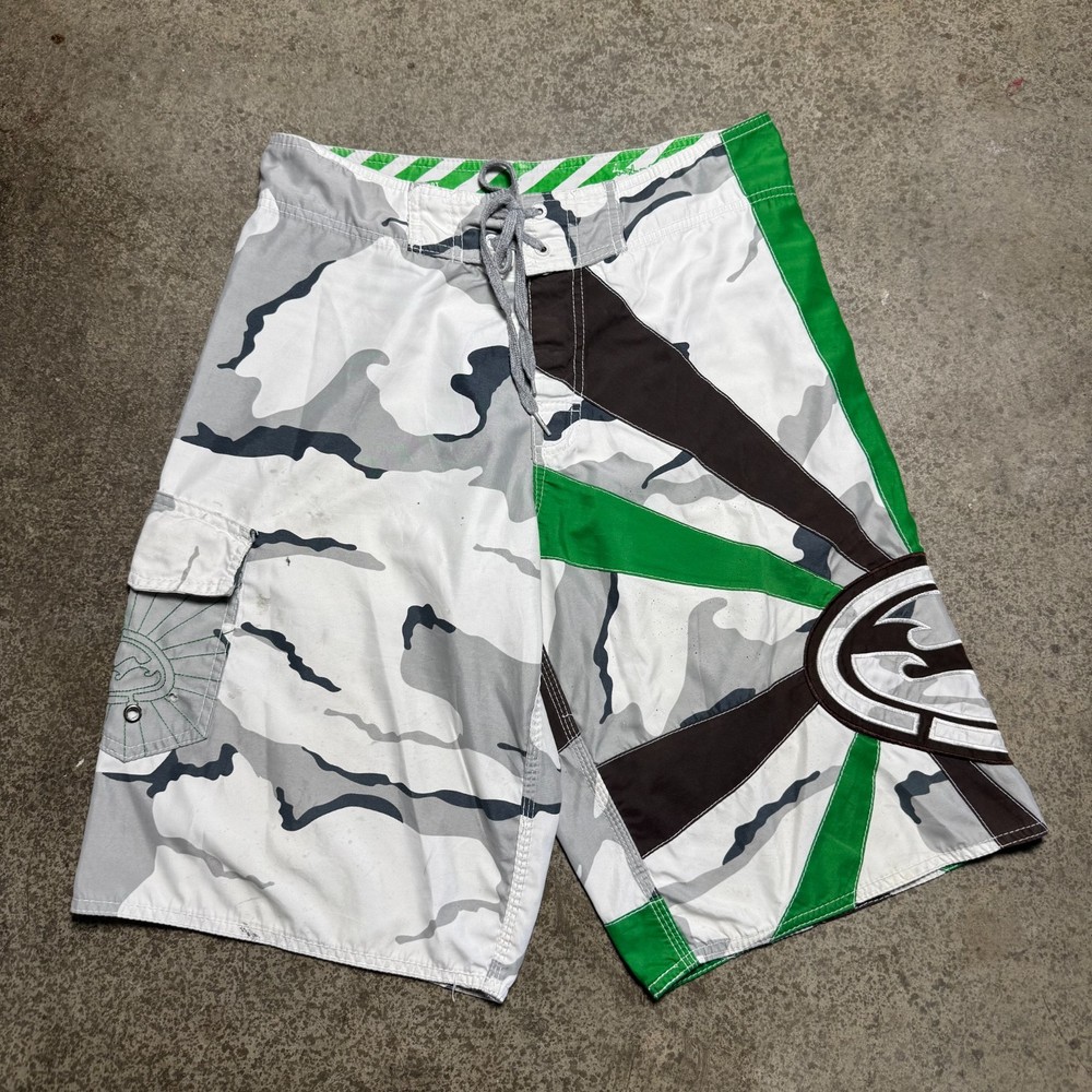 VINTAGE – BILLABONG ANDY IRONS RISING SUN SIGNATURE OARDSHORTS 3X WORLD CHAMP 32