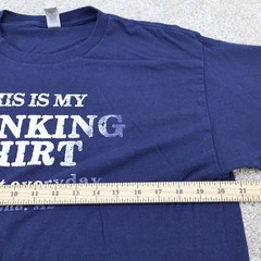 Gildan Mens Large Drinking Shirt Graphic Tee Navy (see photo for flaw)