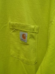 Carhartt Pocket T Shirt Lime Green Distressed Size XL Cotton Pit To Pit 26